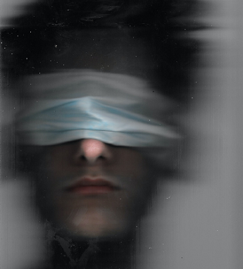 Blindfolded man - fuzzy image